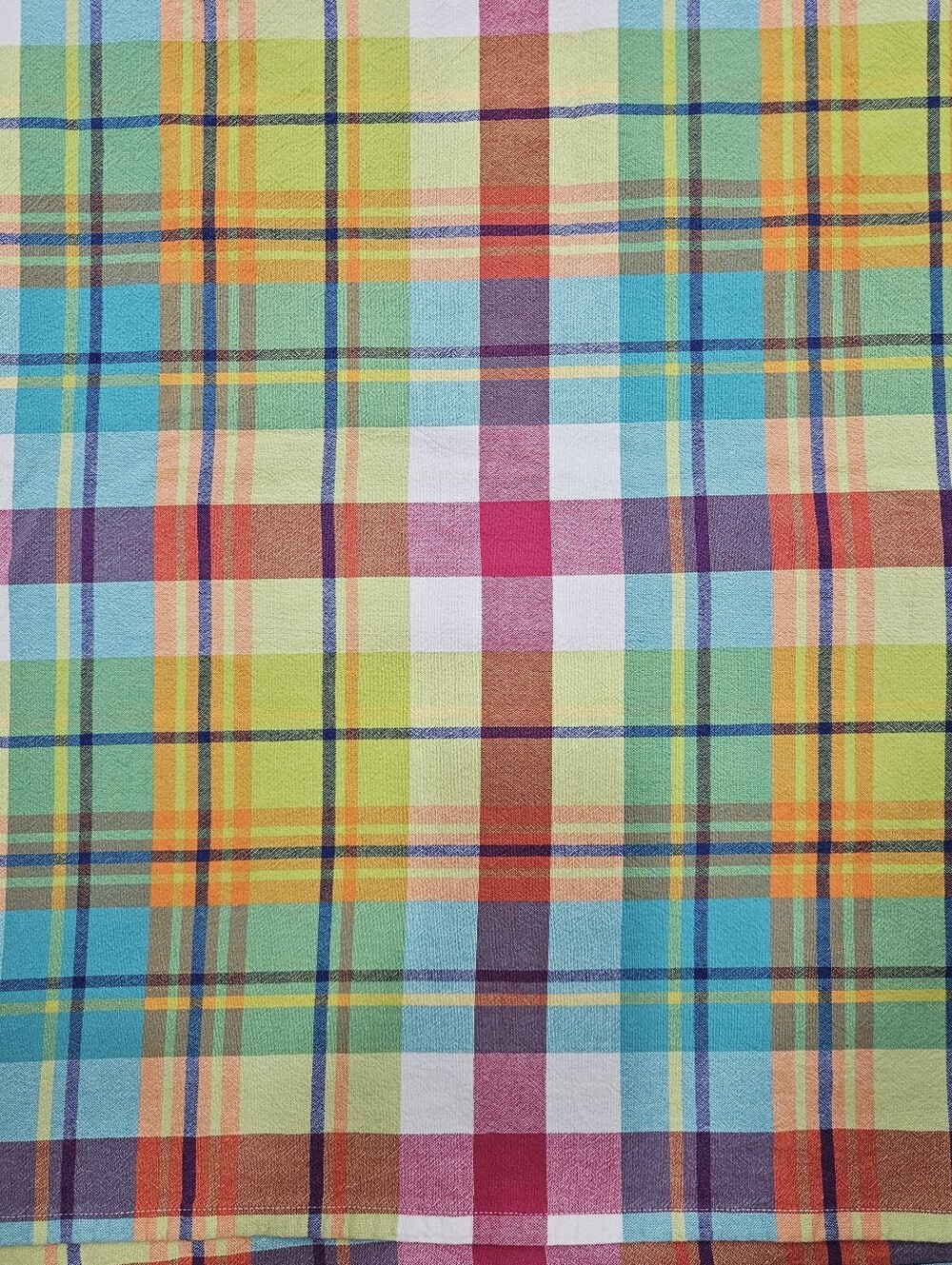 Celebrate Together Summer  Bright Plaid Madras Tablecloth Yarn Dye Cotton 55x75"